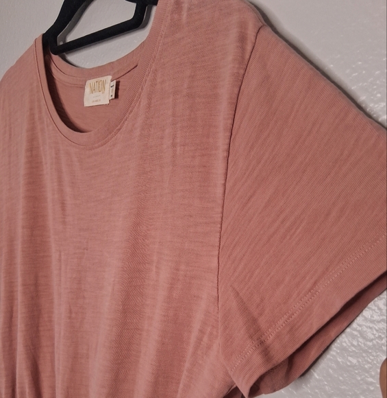 Nation LTD Kacy Combo Dress Pink Glaze Short Smocked Designer Boho Summer Size M - Picture 6 of 15